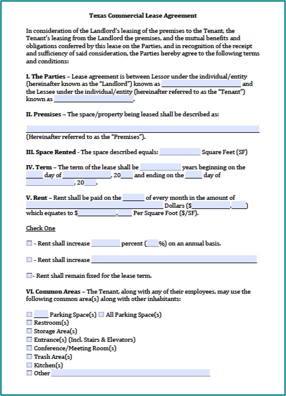 Texas Commercial Lease Application Form