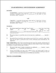 Texas Commercial Lease Extension Form