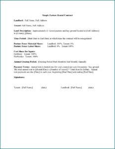 Texas Pasture Lease Agreement Form