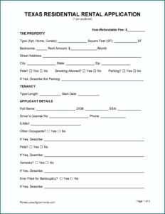Texas Rental Application Form Pdf