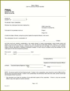 Waiver Of Lien Form Illinois