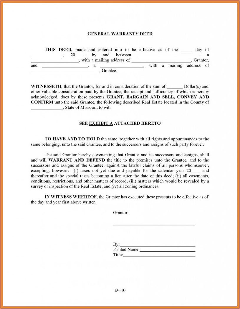 Warranty Deed Form Florida