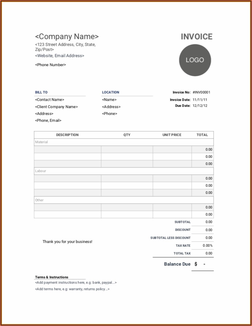 1099 Contractor Invoice Template