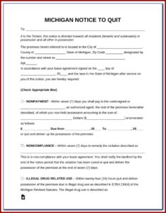 7 Day Eviction Notice Form Michigan