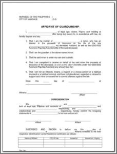 Affidavit Of Guardianship Word Format