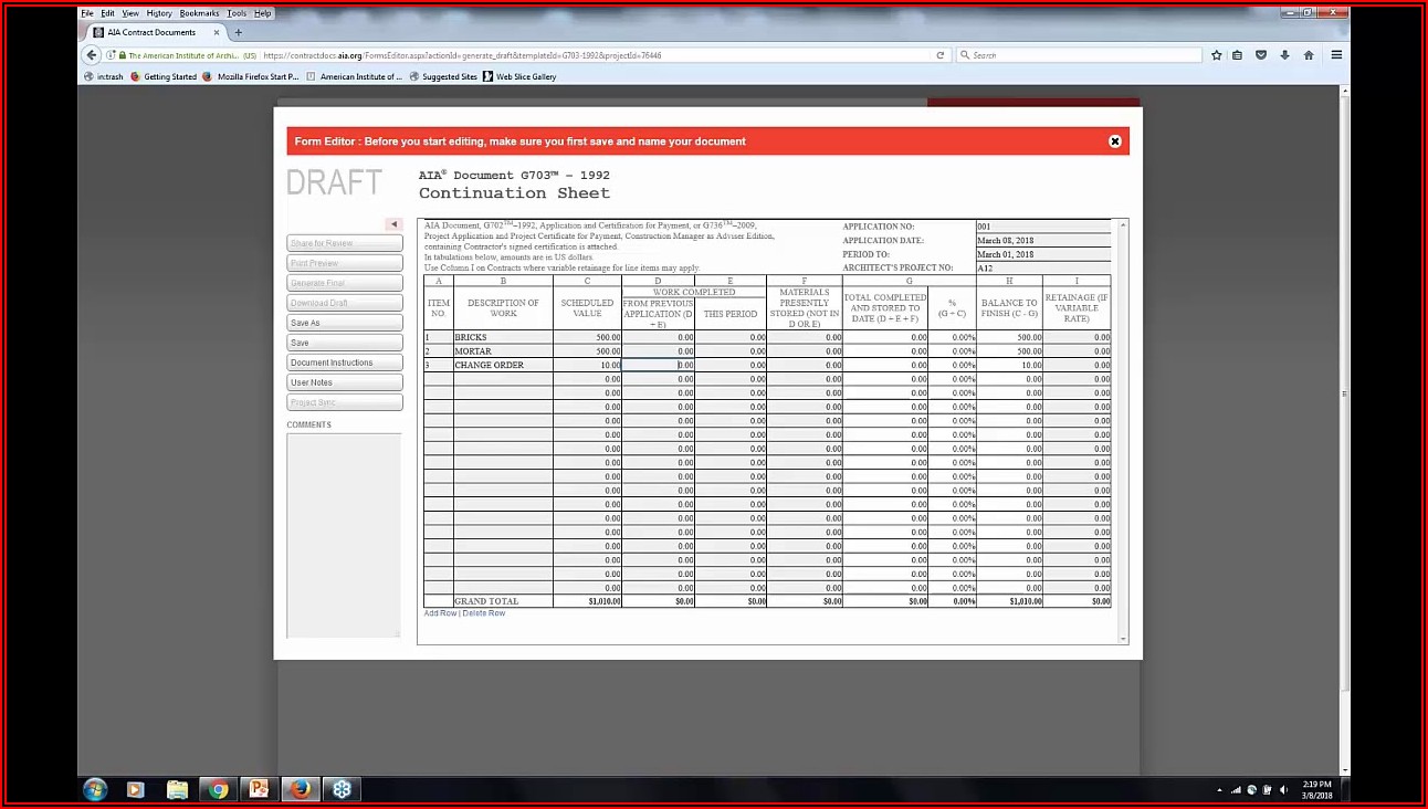 Aia G703 Form Pdf