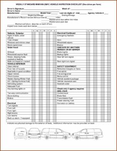 Automotive Service Checklist Form