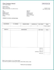 Basic Self Employed Invoice Template Uk