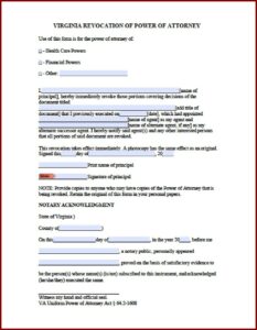 Blank Durable Power Of Attorney Form Virginia