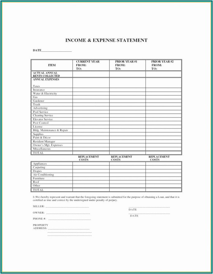 Blank Income Tax Statement Form