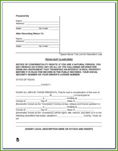 Blank Quit Claim Deed Form Arkansas
