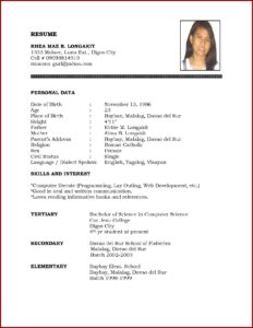 Blank Resume Form Free Download