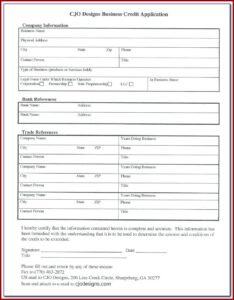 Business Credit Application Form Template Free Uk