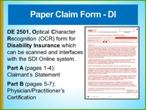 California State Disability Insurance Claim Form De 2501