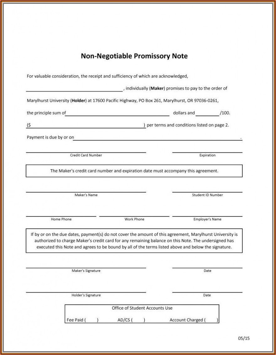 Canadian Promissory Note Form