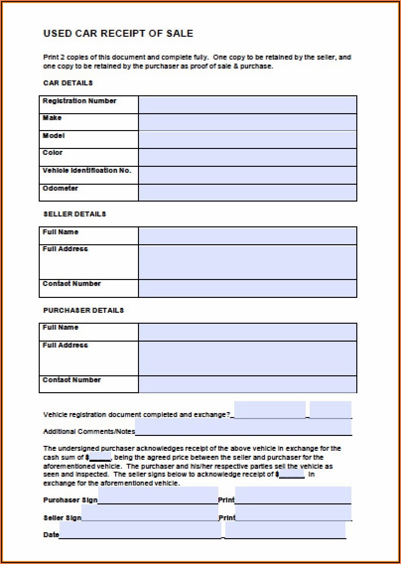 Car Sales Invoice Template Word