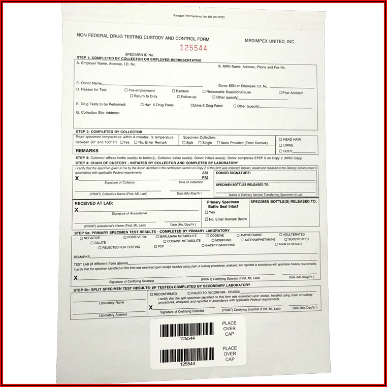 Chain Of Custody Form Drug Test Template