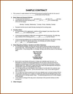 Child Care Contract Template