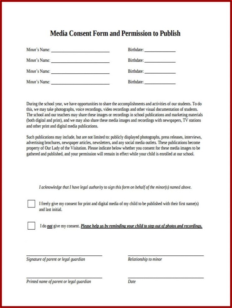 Child Photography Consent Form Template