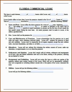 Commercial Lease Agreement Florida Template