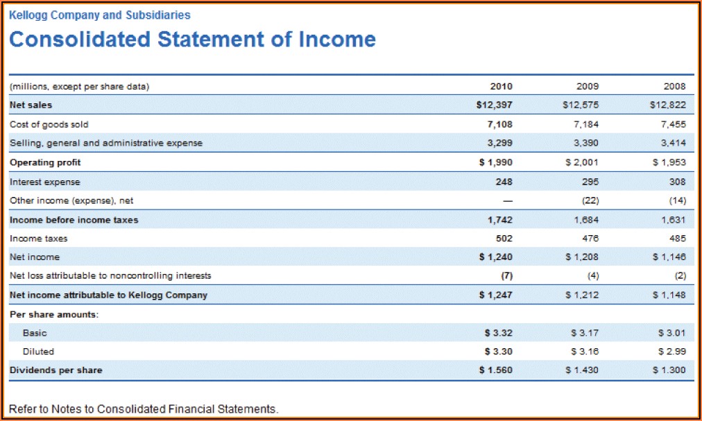 Consolidated Financial Statement Format Excel