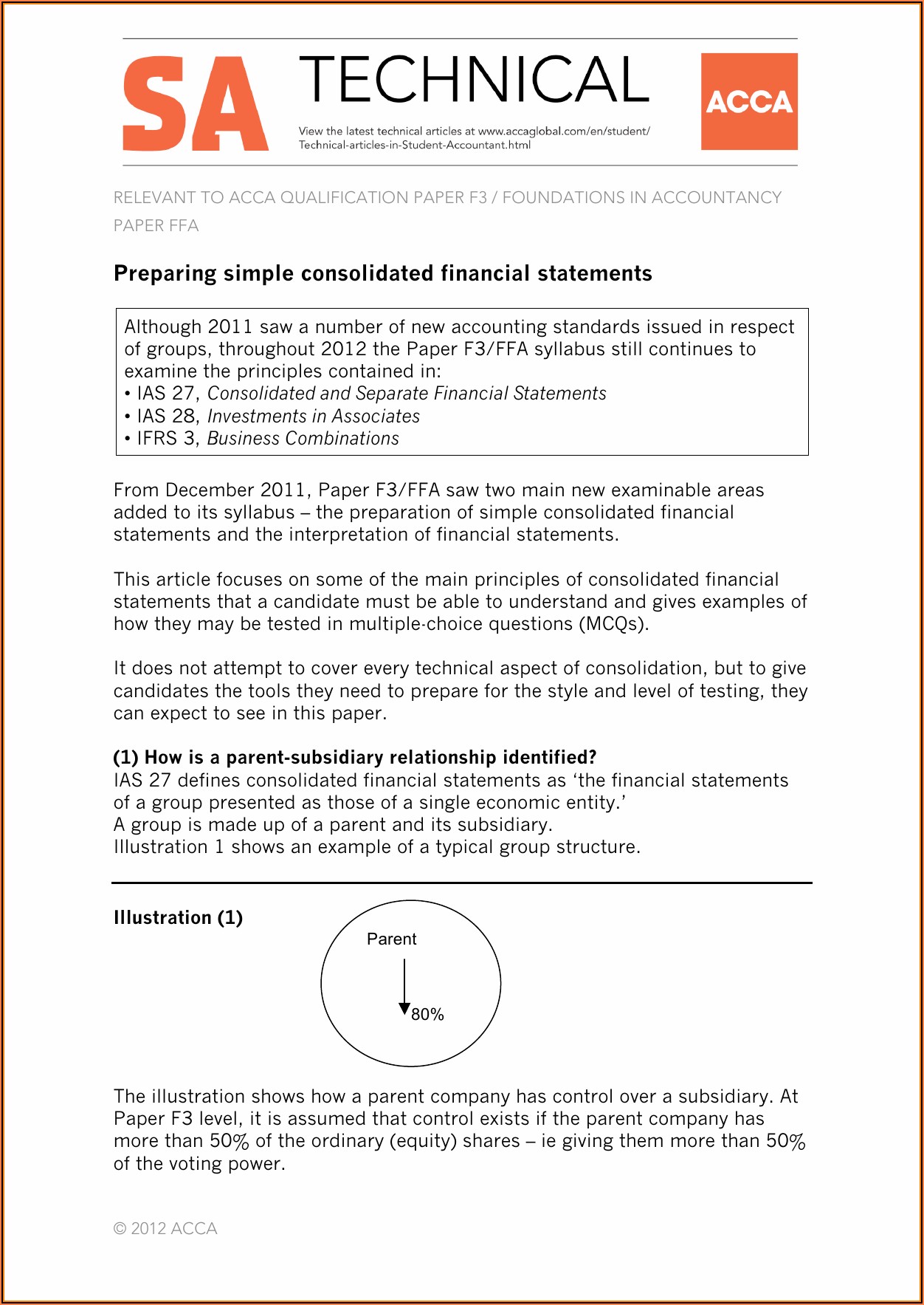Consolidated Financial Statements Format Acca