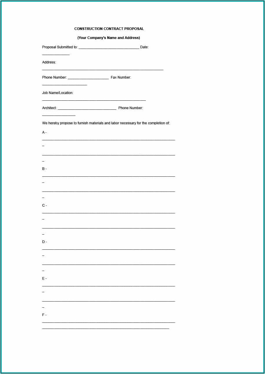 Construction Proposal Template Free Download