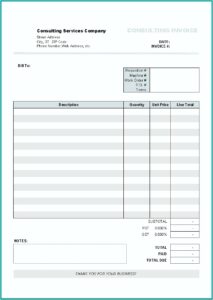 Consulting Invoice Template Excel