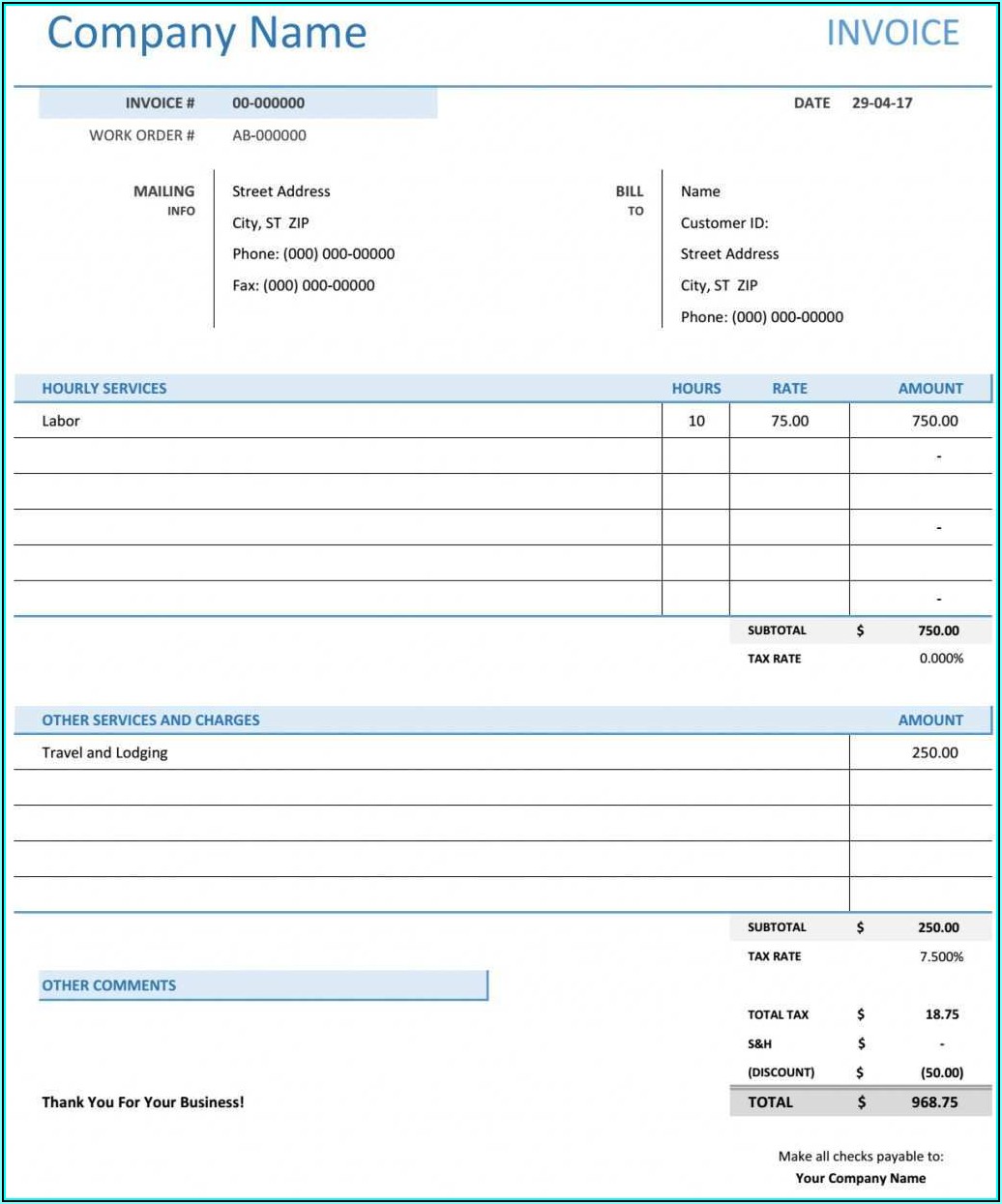 Consulting Invoice Template Ontario
