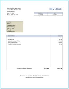 Contractor Invoice Template Ireland