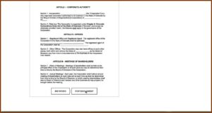 Corporate Bylaws Template Free