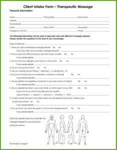 Covid Intake Form Massage Therapy