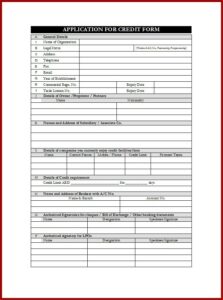 Credit Application Forms For Business Templates Free