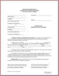 Dissolution Of Marriage Ohio Forms With Child