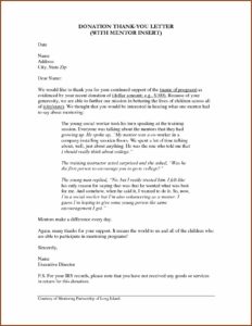 Donation Thank You Letter Template For Schools