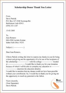 Donor Letter Thank You Template