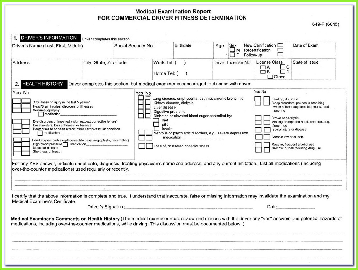 Dot Medical Forms For Cdl