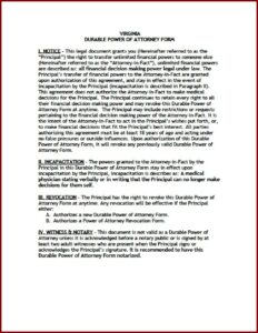 Durable Medical Power Of Attorney Form Virginia