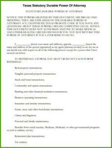 Durable Power Of Attorney Form Free Download