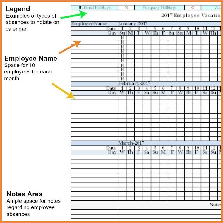 Employee Absence Tracking Excel Template 2017