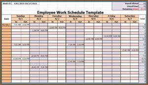 Employee Schedule & Hourly Increment Template For Excel