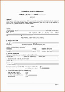 Equipment Lease Agreement Template Free