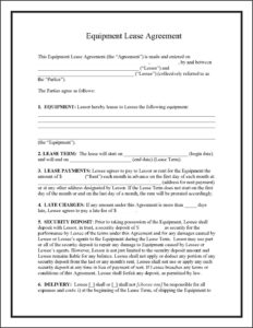Equipment Lease Agreement Template Pdf