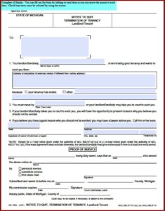 Eviction Notice Form State Of Michigan