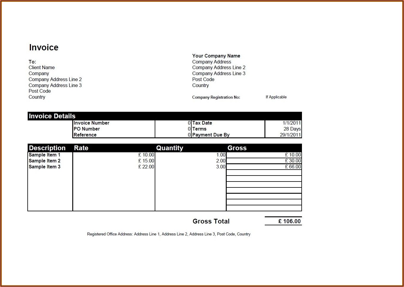 Excel Free Invoice Format