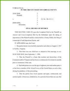 Fairfax County Divorce Forms