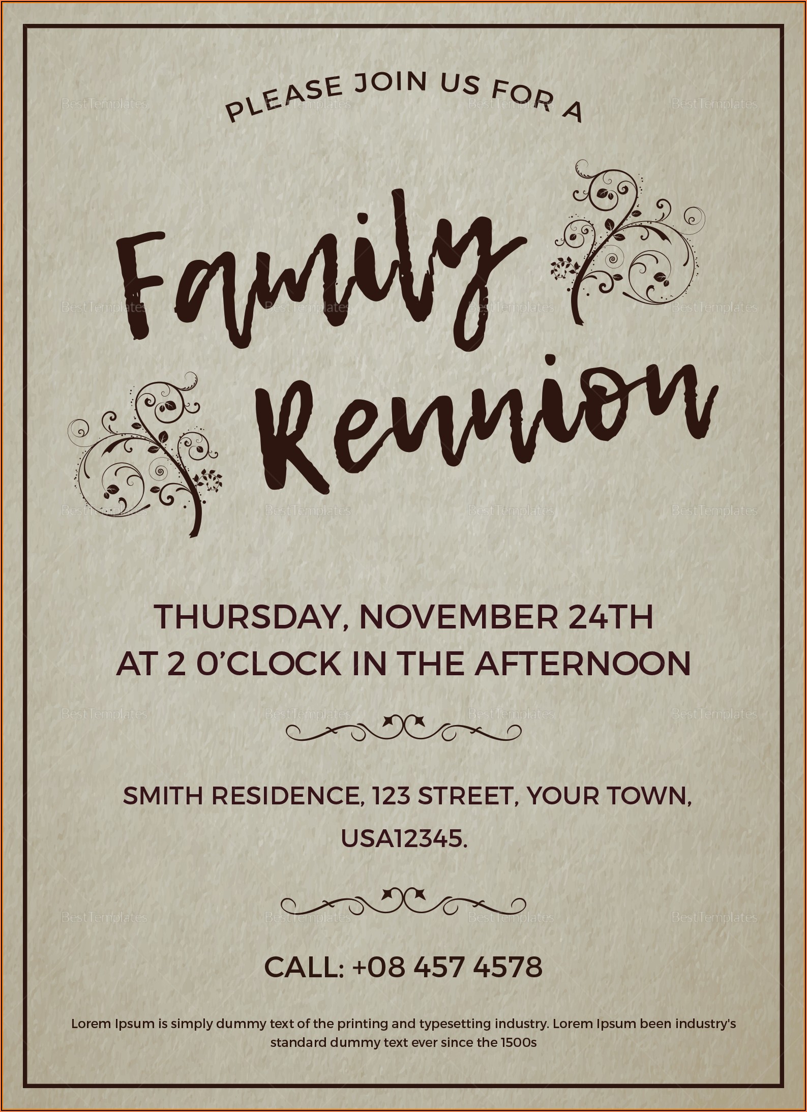 Family Reunion Invitation Templates Word