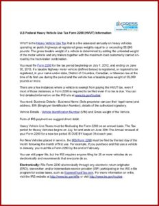 Federal Heavy Highway Use Tax Form 2290