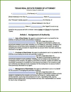 Fillable Power Of Attorney Form