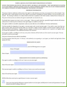 Fillable Power Of Attorney Form Nc